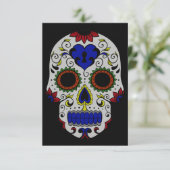 Tag des Toten mit blauem Herzstück Einladung (Stehend Vorderseite)