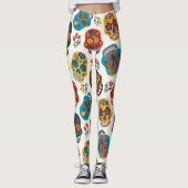 Tag des Toten, nahtloses Muster. Leggings (Vorderseite)