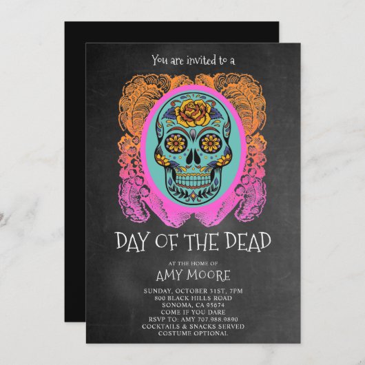 Tag des Toten Party Einladung (Vorne/Hinten)