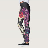 Tag des toten Schädels mit Blume Leggings (Links)