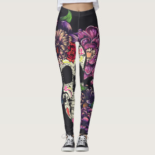 Tag des toten Schädels mit Blume Leggings