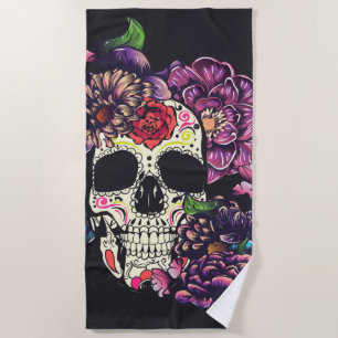 Tag des toten Schädels mit Blume Strandtuch
