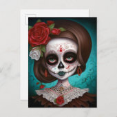 Tag des Toten Schädels Postkarte (Vorne/Hinten)
