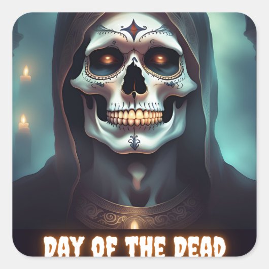 Tag des Toten Schädels Quadratischer Aufkleber (Vorderseite)