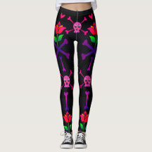 Tag des Toten Schädels und der Knochen Leggings