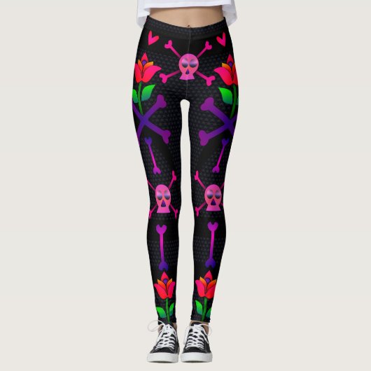 Tag des Toten Schädels und der Knochen Leggings (Vorderseite)