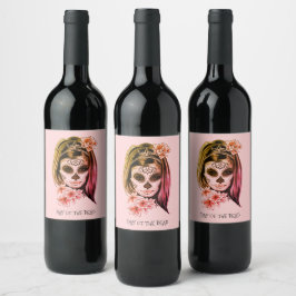 Tag des toten Skelettkampfs im Party Weinetikett