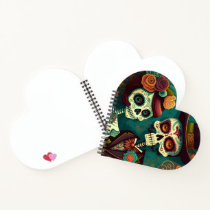 Tag des Toten Skeletts - Paar-Spiral-Notebook Notizblock