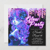 Tag des toten Zuckerhühnermagens glühendes Neon-Pa Einladung (Vorderseite)