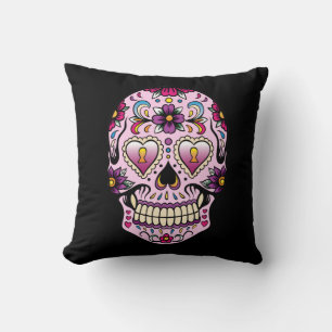 Tag des toten Zuckers Skull Pink Kissen