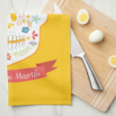 Tag des toten Zuckerschädel-Geschirrtuchs - Gelb Handtuch (Viertel Falte)