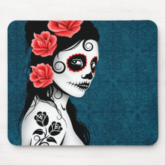 Tag des toten Zuckerschädel-Mädchens - Blau Mousepad