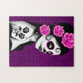 Tag des toten Zuckerschädel-Mädchens - lila Puzzle (Horizontal)