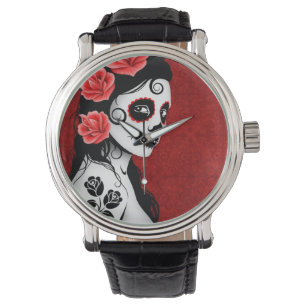 Tag des toten Zuckerschädel-Mädchens - Rot Armbanduhr