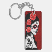 Tag des toten Zuckerschädel-Mädchens - Rot Schlüsselanhänger (Vorderseite links)