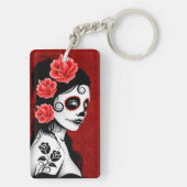Tag des toten Zuckerschädel-Mädchens - Rot Schlüsselanhänger (Rückseite)