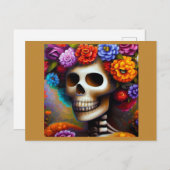 Tag des Toten Zuckerschädels 1 Feiertagspostkarte (Vorne/Hinten)