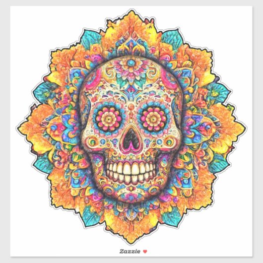 Tag des Toten Zuckerschädels Aufkleber (Blatt)