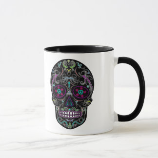 Tag des toten Zuckerschädels - bunt Schwarzes Tasse