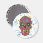 Tag des Toten Zuckerschädels Comic Tattoo Design Magnet (Vorderseite/Rückseite)