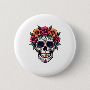 Tag des Toten Zuckerschädels - Dia de los Muertos Button