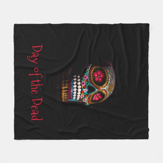 Tag des Toten Zuckerschädels Fleecedecke (Vorderseite (Horizontal))