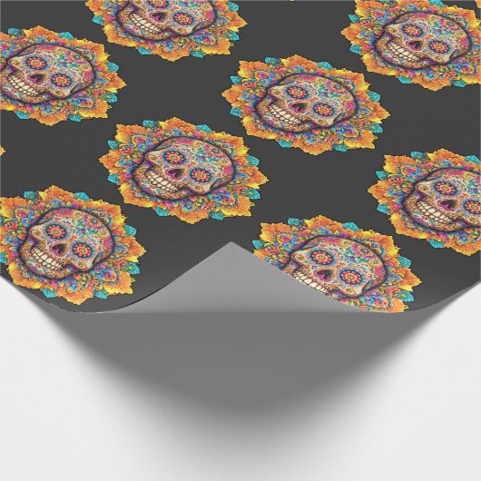 Tag des Toten Zuckerschädels Geschenkpapier (Ecke)