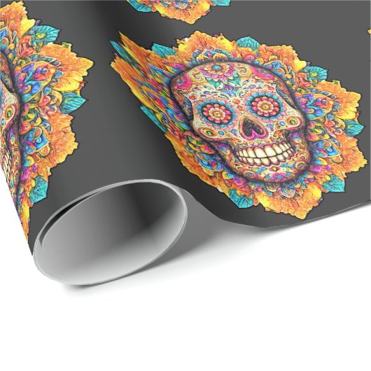 Tag des Toten Zuckerschädels Geschenkpapier (Rolleneckpunkt)