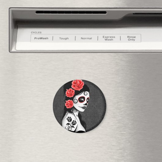 Tag des Toten Zuckerschädels - grau Magnet (In Situ (Geschirrspüler))