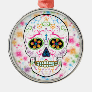Tag des toten Zuckerschädels - helle multi Farbe Silbernes Ornament