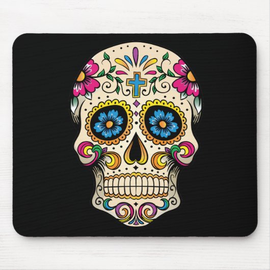 Tag des Toten Zuckerschädels mit Kreuz Mousepad (Vorne)