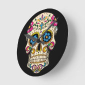 Tag des Toten Zuckerschädels mit Kreuz Runde Wanduhr (Winkel)