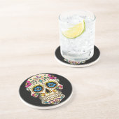 Tag des Toten Zuckerschädels mit Kreuz Sandstein Untersetzer (Seite)