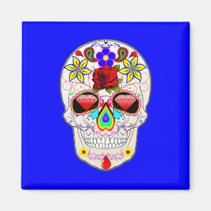 Tag des Toten Zuckerschädels mit kristalliner Rose Magnet