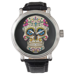 Tag des toten Zuckerschädels mit Queruhr Armbanduhr