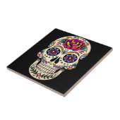 Tag des toten Zuckerschädels mit Rose Fliese (Seite)