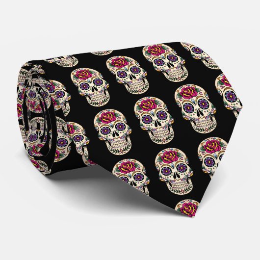 Tag des Toten Zuckerschädels mit Rose Krawatte (Gerollt)