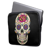 Tag des Toten Zuckerschädels mit Rose Laptopschutzhülle (Vorderseite Links)