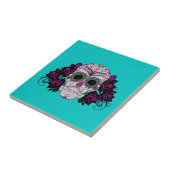 Tag des toten Zuckerschädels mit Rosen Fliese (Seite)