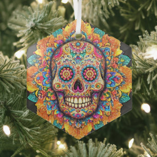 Tag des Toten Zuckerschädels Ornament Aus Glas