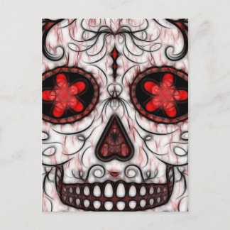 Tag des Toten Zuckerschädels - Rotes und Schwarzes Postkarte