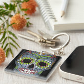 Tag des Toten Zuckerschädels Schlüsselanhänger (Vorderseite rechts)