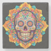 Tag des Toten Zuckerschädels Steinuntersetzer (Vorderseite)