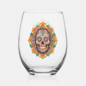 Tag des Toten Zuckerschädels Weinglas Ohne Stiel (Rückseite)