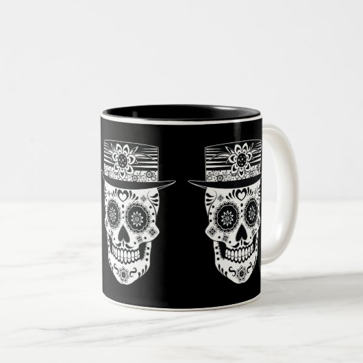 Tag des Toten Zuckerschädels Zweifarbige Tasse (VorderseiteRechts)