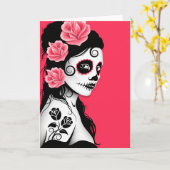 Tag des Toten Zuckerschlauchmäuls - rosa Karte (Gelbe Blume)