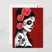 Tag des Toten Zuckerschlauchmäuls - rot Postkarte (Vorne/Hinten)