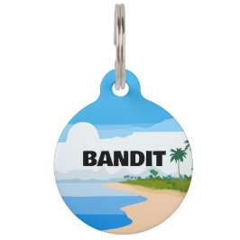 Tag des tropischen Beach-Round-Pets Haustiermarke