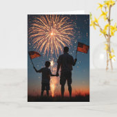 Tag des Vaters mit Feuerwerken und amerikanischen Karte (Gelbe Blume)