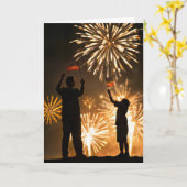 Tag des Vaters mit Feuerwerken und amerikanischen  Karte (Gelbe Blume)